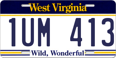 WV license plate 1UM413