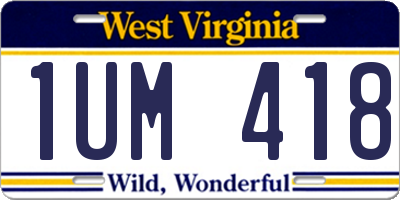 WV license plate 1UM418