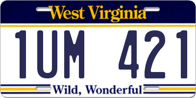 WV license plate 1UM421