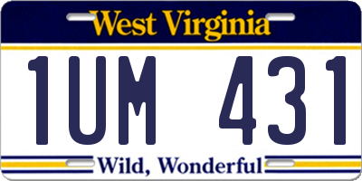 WV license plate 1UM431