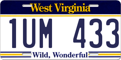 WV license plate 1UM433