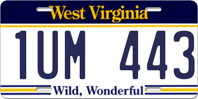 WV license plate 1UM443
