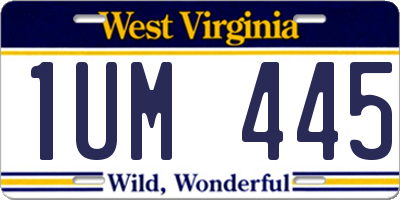 WV license plate 1UM445