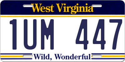 WV license plate 1UM447