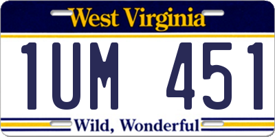 WV license plate 1UM451
