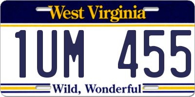 WV license plate 1UM455