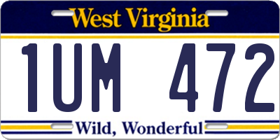 WV license plate 1UM472