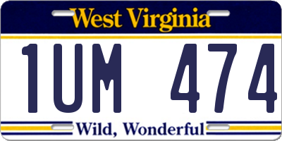 WV license plate 1UM474