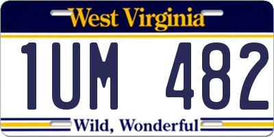 WV license plate 1UM482