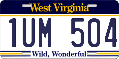 WV license plate 1UM504