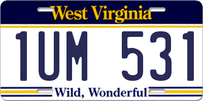 WV license plate 1UM531