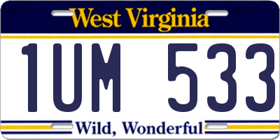 WV license plate 1UM533