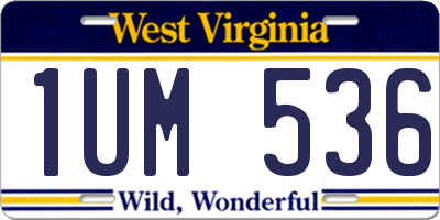 WV license plate 1UM536