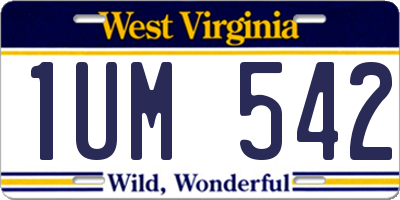 WV license plate 1UM542