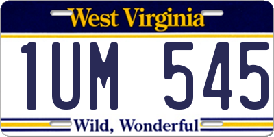 WV license plate 1UM545