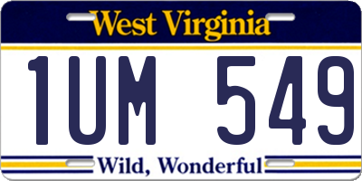 WV license plate 1UM549