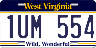 WV license plate 1UM554
