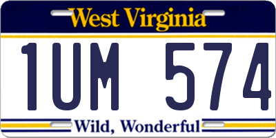 WV license plate 1UM574
