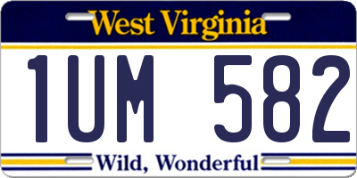 WV license plate 1UM582