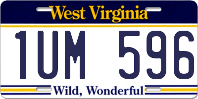 WV license plate 1UM596
