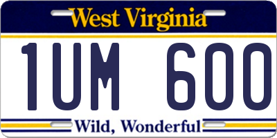 WV license plate 1UM600