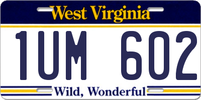 WV license plate 1UM602