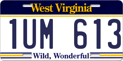 WV license plate 1UM613