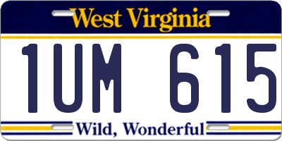 WV license plate 1UM615