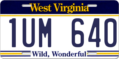 WV license plate 1UM640