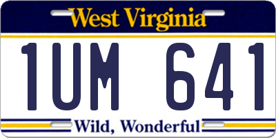 WV license plate 1UM641