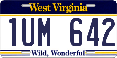 WV license plate 1UM642