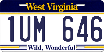 WV license plate 1UM646