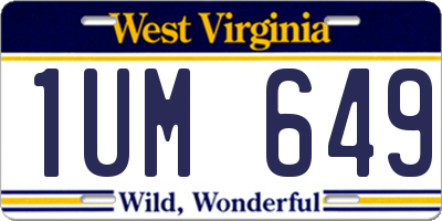 WV license plate 1UM649
