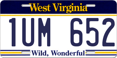 WV license plate 1UM652