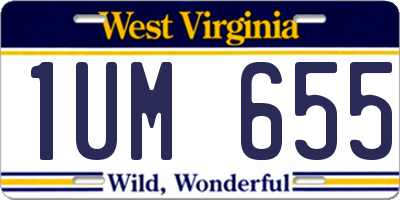 WV license plate 1UM655
