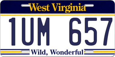 WV license plate 1UM657