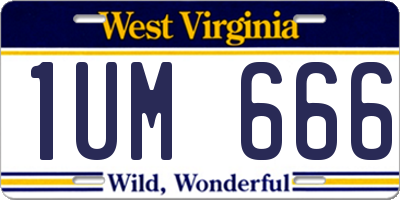 WV license plate 1UM666