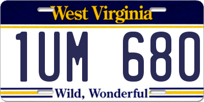 WV license plate 1UM680
