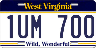 WV license plate 1UM700
