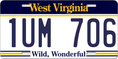 WV license plate 1UM706