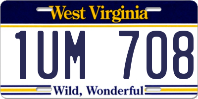 WV license plate 1UM708