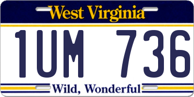 WV license plate 1UM736