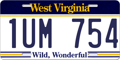 WV license plate 1UM754