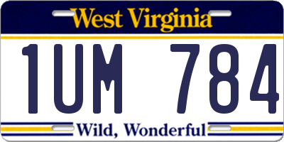 WV license plate 1UM784