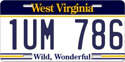 WV license plate 1UM786