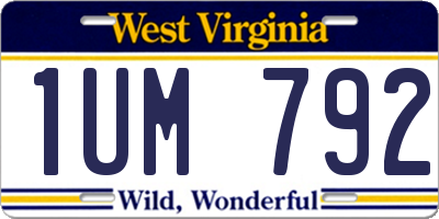 WV license plate 1UM792