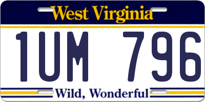 WV license plate 1UM796