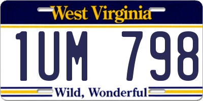 WV license plate 1UM798
