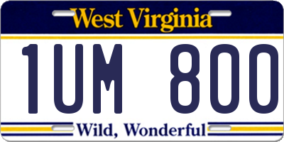 WV license plate 1UM800