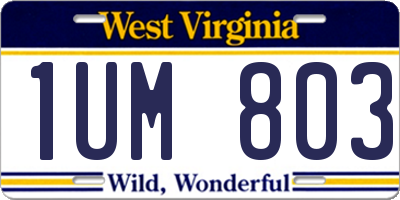 WV license plate 1UM803